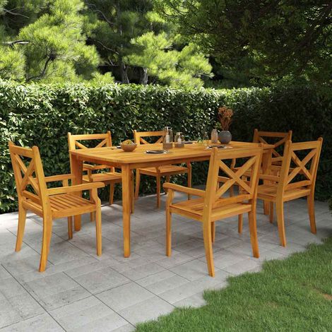 Ensemble à manger de jardin 7 pcs-Salon de jardin Bois d'acacia solide 432362 (1/5)