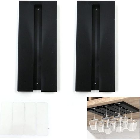 VURAHOME - Porte Verres à Vin Suspendre - Aucun perçage requis, Grande capacité, Porte-Verres à Pied Suspendu Support, pour Bar Cuisine, 25.3112cm(Noir, 2) (1/5)