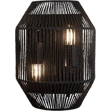 Wandleuchte Wandlampe Seil Stahl Schwarz 2-Flammig Wohnzimmerleuchte Flurleuchte (1/3)