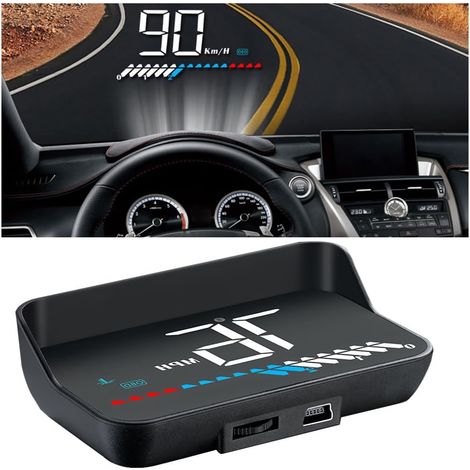 Display Head-Up universale per auto, proiettore tachimetro a LED, HUD OBD2 per auto e HUD GPS Head-Up Display, doppio sistema OBD2 e tachimetro GPS