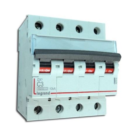 Disjoncteur 3A 4P courbe C 10kA bornes vis 400V (C3) DX3 LEGRAND 407892