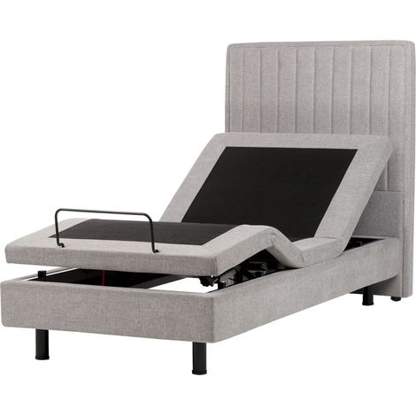 Letto Tessuto Grigio Chiaro Elettrico Regolabile con Telecomando 90 x 200 cm Duke II (1/5)