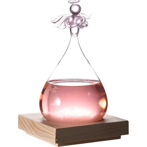 Innovative, engelsförmige Dekoration, Glasflasche mit Wettervorhersage, Wohnaccessoire, Valentinstagsgeschenk, rosa (1/5)