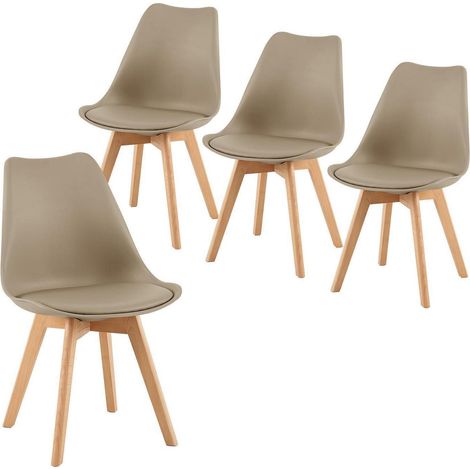 Esszimmerstühle Skandinavisch Retro 4er Set Khaki mit Buchenholzbeinen (1/5)