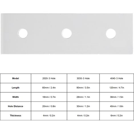 10 pièces Plaque de Raccord Plat en Aluminium pour Profilés 3030, Fixation Droite avec 3 Trous (1/5)