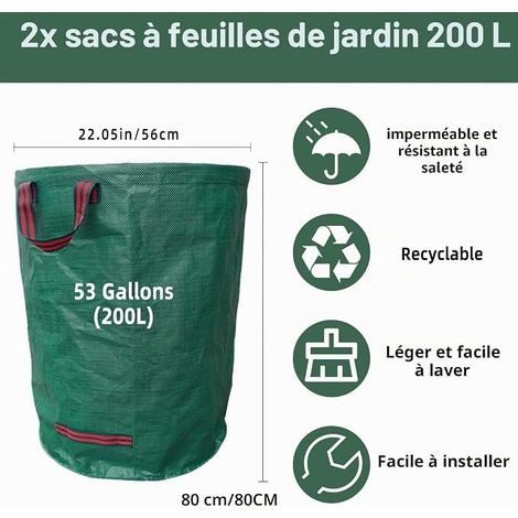 Garden Waste Bags with Handles, Garden Waste Bags, Green Garden Waste Bags for Grass Grass Leaves and Debris (1/4)