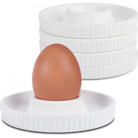 Lot de 4 coquetiers en mélamine - Blanc - porte-œufs pour petit déjeuner et brunch - Design classique, facile d'entretien et robuste - Idéal comme vaisselle de camping (1/5)