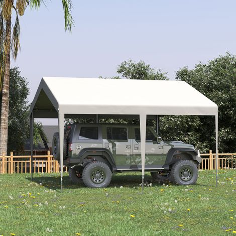 Garage Portatile 4x4m con Tettoia anti UV, Pioggia e Vento per Veicoli, Matrimoni e Feste - Bianco