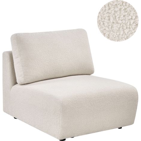 Sillón modular de bouclé módulo de 1 asiento sala de estar moderno blanco crema Kivvik (1/5)