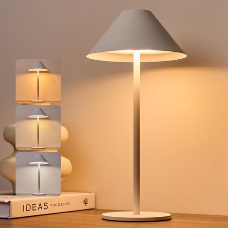 Lampe de Table LED Exterieure Tactile Sans Fil Rechargeable USB Autonomie 10j, Lampes Chevet Battery Interieur Petite Lamp Touch Lumiere Wireless Salon Lamps IP54 Waterproof Jardin Blanc (1/5)