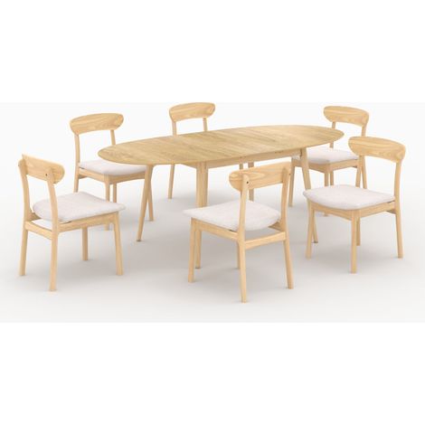 Table et chaises en bois clair 6 personnes - Eddy