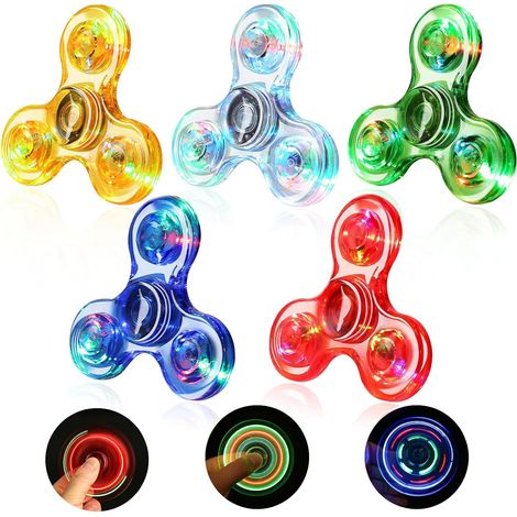 Juego de 5 peonzas LED, de cristal ABS, juguete antiestrés, ideal para la oficina, la escuela o el hogar. (1/5)
