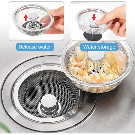 Crépine Évier - Acier Inoxydable - Pour Évier Cuisine Salle De Bain Buanderie - 2 Pièces (1/5)