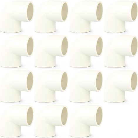 15 pièces 20mm Coude PVC Blanc Raccords De Connecteur De Tuyau, Couplage Adaptateur De Tuyau D'eau (1/5)