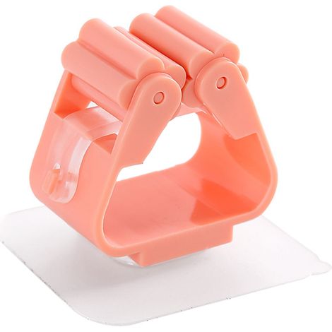 Lot de 3 pinces à balai sans joint, sans perçage, crochet porte-balai, porte-cartes, étagère murale de salle de bain robuste et sans joint, en forme de T, rose nordique (1/5)