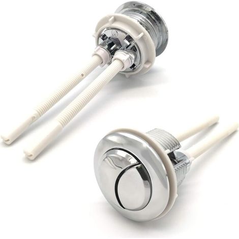2 Stück 38-mm-Doppelmengenspül-Druckknöpfe für Toiletten, Standard-Spülkastenknöpfe, verchromt und silberfarben, Ersatz-Spülknopf für Toilettenspülung (1/4)