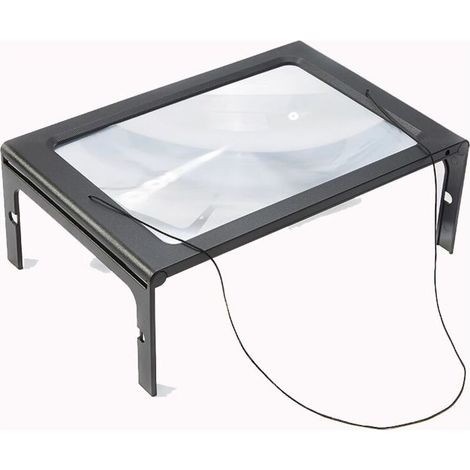 Loupe mains libres A4 3X avec lumière USB 4 LED Loupe pleine page rectangulaire éclairée par LED Accessoire Lecture pour personnes âgées broderie téléphone ordinateur portable basse vision