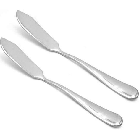 2 Couteaux À Beurre - Acier Inoxydable - 14,5 cm - Usage Cuisine Petit Déjeuner - Lot (1/3)