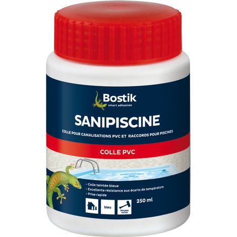 Colle pvc sanipiscine - boîte de plastique avec pinceau 250ml - Bleu 0,25 L (1/2)