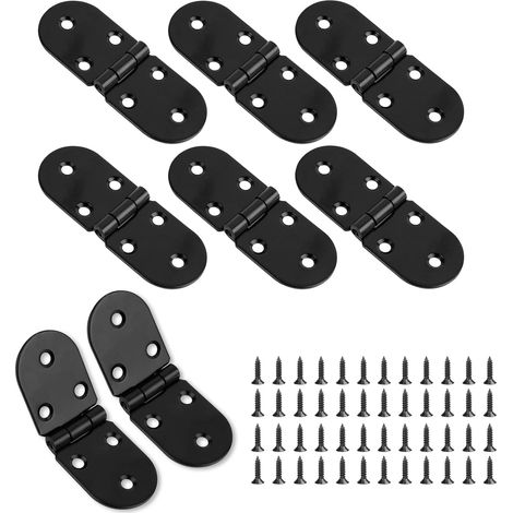 piezas de bisagras planas, bisagras para puertas de armario de 180 grados, bisagras redondas invisibles, bisagras plegables de acero inoxidable, bisagras atornillables para mesas plegables, armarios y (1/5)