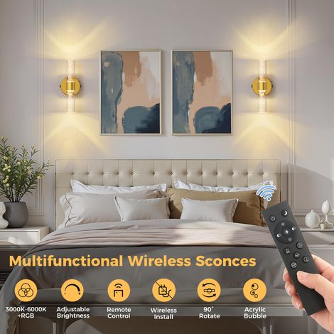 Wall Light Modern Battery Box Bubble Acrylic Brushed Copper 10000mAh 2 Pack (1/5)