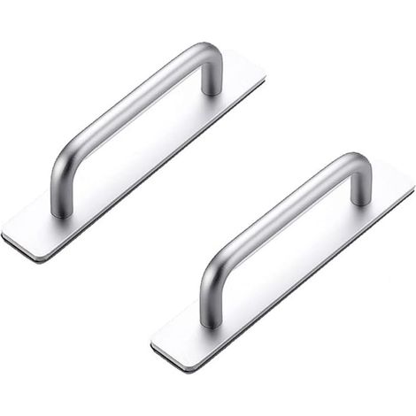 Set mit 2 selbstklebenden Aluminiumgriffen für Kleiderschrank, Schlafzimmer, Badezimmer, Küche (106 mm, silber)