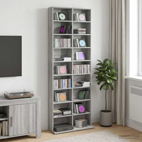 vidaXL CD Cabinet Grey Sonoma 65 x 23.5 x 175 cm Engineered Wood (1/5)