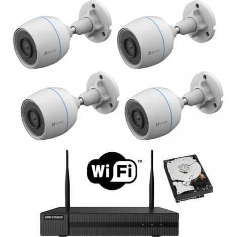 KIT videosorveglianza WIFI NVR 4 canali 4 telecamere Wifi FULL HD 1080P hdd 500gB