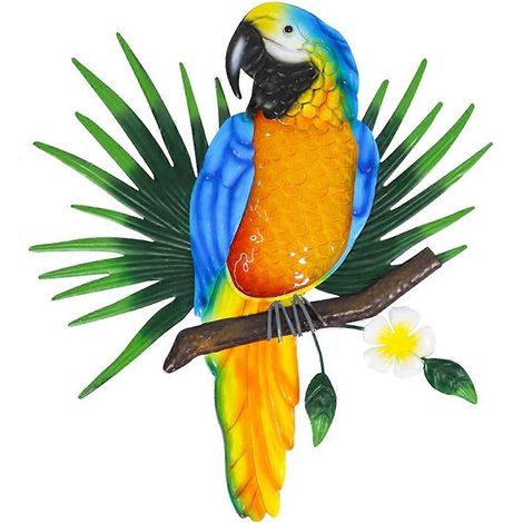 Décoration murale perroquet en métal, oiseaux d'extérieur, décoration de clôture murale A-- (1/5)