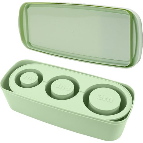 Bandeja para cubitos de hielo con tapa de silicona, 3 moldes cilíndricos huecos para cubitos de hielo de diferentes tamaños (verde) (1/5)