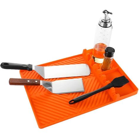 Accessoire pour barbecue : tapis de protection latérale orange petit format (1/5)