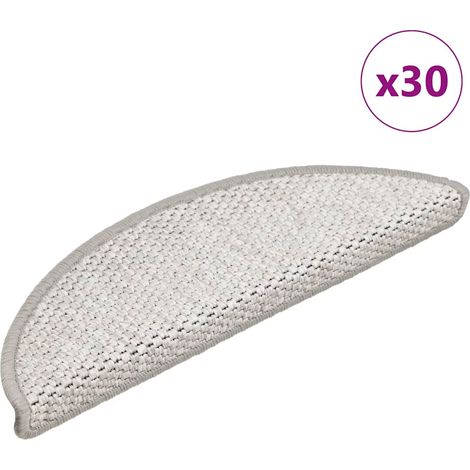Alfombrilla autoadhesiva escalera sisal 30uds Platina 56x17x3cm vidaXL