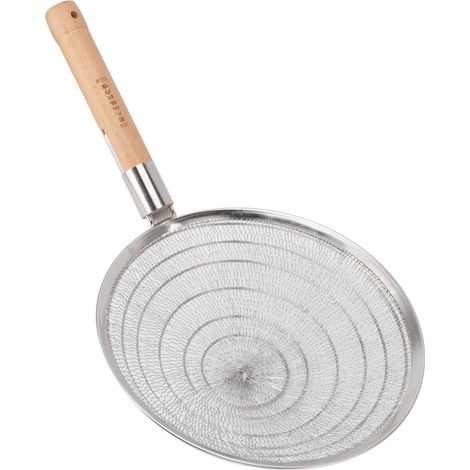 Cuillère-passoire en acier inoxydable 304 avec manche en bois, passoire à mailles fines pour la cuisson et la friture, diamètre 30 cm / 11,8 pouces (1/5)