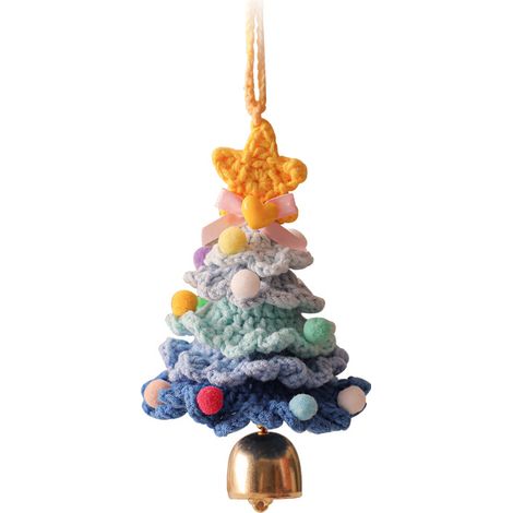 Plüsch-Weihnachtsdekoration (1 Stück) – Gehäkelter Weihnachtsbaum – Kleine Dekoration – Autodekoration – Weihnachtsglocke