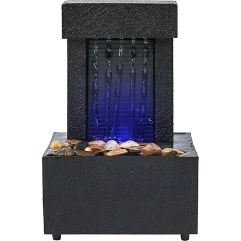 Fontaine À Eau De Bureau - Fontaine À Cascade Avec Éclairage LED - Alimentation USB Ou Piles AA - Pour Salon Méditation Intérieure - 1 Pièce (1/2)