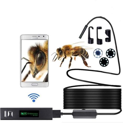 Endoscope sans Fil WiFi 1200 P Caméra D'inspection 2.0 Megapixels HD Serpent Caméra pour Android iOS Smartphone avec 3.5M/10M de Fil Dur (10M) (1/5)