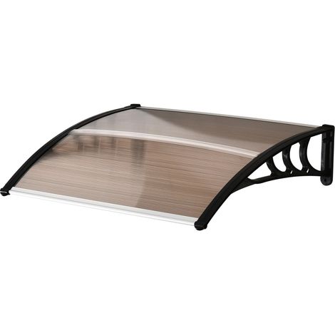 Vordach para puerta de entrada de policarbonato marrón 120 x 75 cm (1/4)