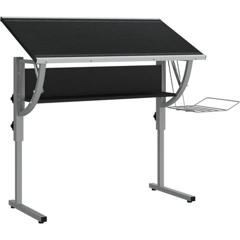 Scrivania tavolo postazione di lavoro mobile per computer studio al computer artigianato 110 x 53 x (58-87) cm nero 020023700