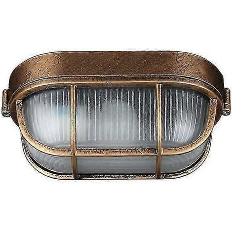 KLVGTIFS PU - Applique murale extérieure ovale en fonte d'aluminium, style marin, lampe industrielle vintage, lampe bateau, décoration murale pour patio ou couloir (1/5)