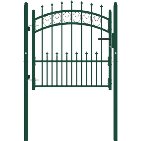 Cancello per recinzione EMMEN con punte in acciaio 104x97 cm verde vidaXL (1/5)