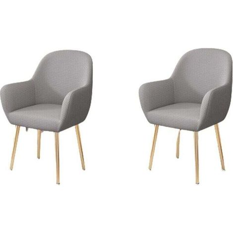 Housses de chaise extensibles avec accoudoirs gris clair lot de 2 (1/3)