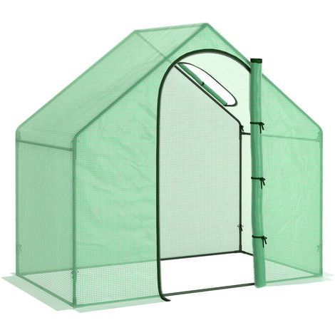AMXCNOY Serre à tomates en aluminium, 180 x 100 x 168 cm, avec fenêtre et porte, en acier et PVC, pour jardin. (1/5)