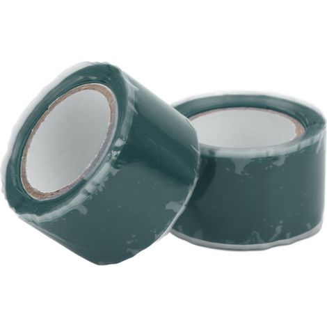 Lot de 2 rubans adhésifs isolants en silicone auto-fusionnants et étanches pour la réparation de tuyaux d'eau (vert). (1/5)