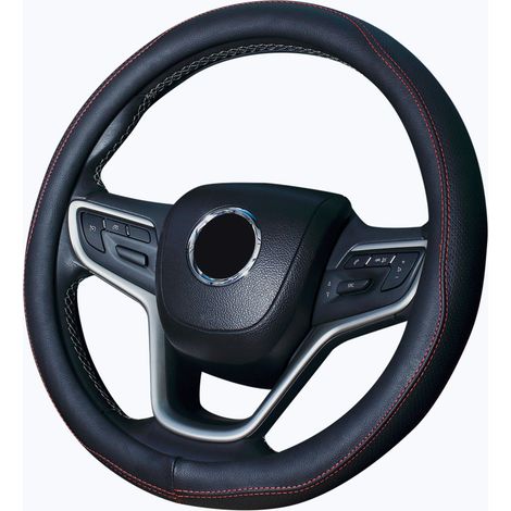 Housse de volant en cuir microfibre 38 cm, noir et rouge 1 pièc (1/5)