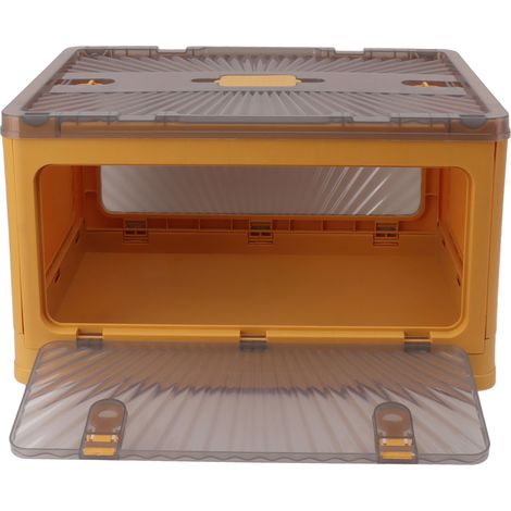 Faltbare Aufbewahrungsbox aus Kunststoff mit Deckel, großes Fassungsvermögen, robustes Material, ideal für Camping, Picknicks und Auto, orange (1/5)