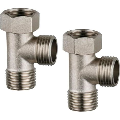 Un ensemble de deux vannes à trois voies, un adaptateur de dérivation de toilette en T à trois voies et un raccord de tuyau à trois voies adapté aux robinets de salle de bain et aux flexibles de douch (1/5)