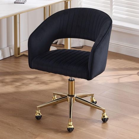 Wahson Chaise de Bureau en Velours, Chaise Pivotante à 360°, Chaise de Travail Hauteur Réglable Chaises de Bureau Plaqué Or, Bleu