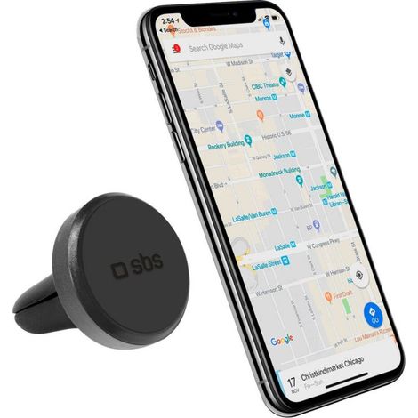 Support magnétique pour smartphone de voiture, diamètre 33 mm, pour grille d'aération - noir (1/5)