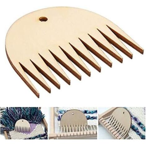 Peine para tejer, 11 dientes de madera para tapicería, herramienta para telar, peine para borlas, tejido a mano, accesorios multifuncionales para trenzado DIY (1/5)