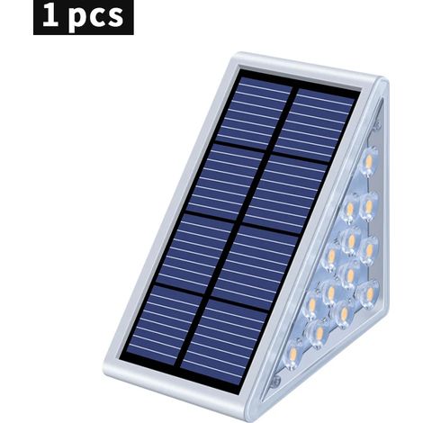 (RGB-1PCS) Lampe solaire LED extérieure pour escalier, design en lentille, ultra-lumineuse, étanche IP67, antivol, compatible avec les escaliers, les jardins et les terrasses. (1/5)